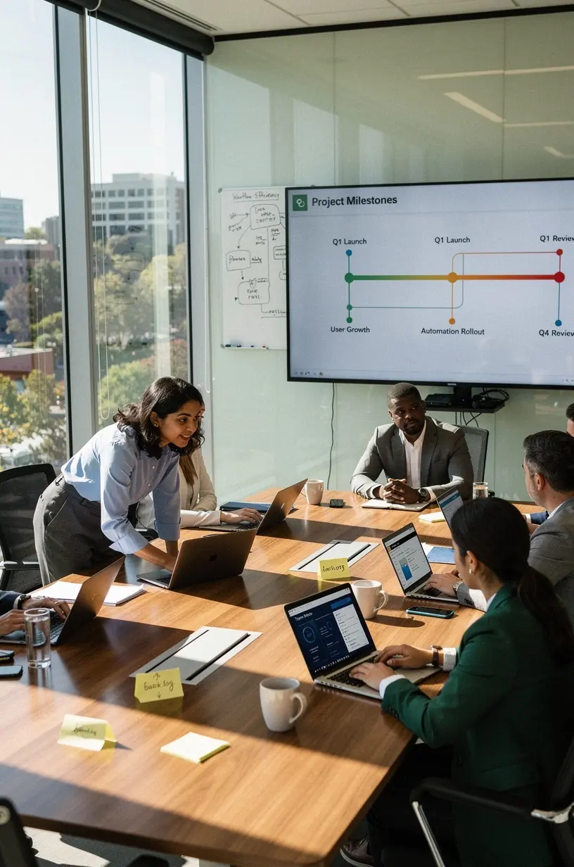 Diagram illustrating step-by-step task automation process using digital tools and software integrations.